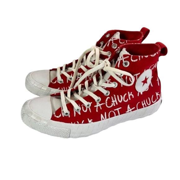 Converse Sneakers Unisex M 8.5 W 10.5 Red White High Top Not A Chuck Embroidered - Picture 5 of 16